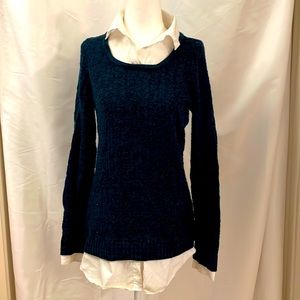 AB Studio Mock Shirt Layered Sweater - Size small